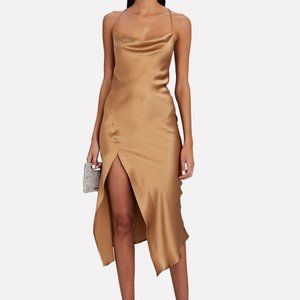 KES NYC - Silk Charmeuse Midi Slip Dress, Walnut / Bronze, S
